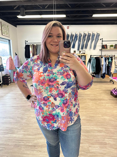 Bright Fun Floral Gabby Blouse