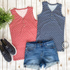 Addison Henley Tank - Navy Dot-tank-The Gray Barn Boutique, Templeton Massachusetts