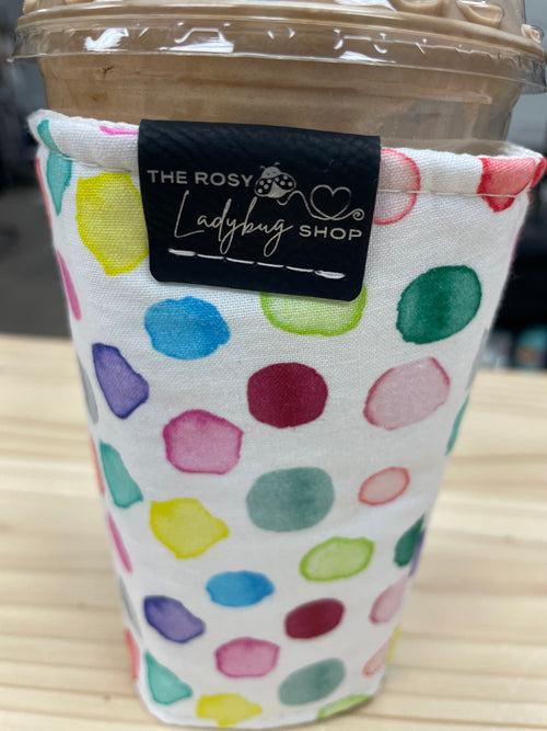 Coffee Cozie - Colorful Polka Dots