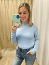 Long Sleeve Mock Neck Bodysuit in Sky Blue