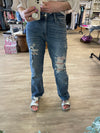 Mid-Rise Straight Fit Destroyed Judy Blue Jeans